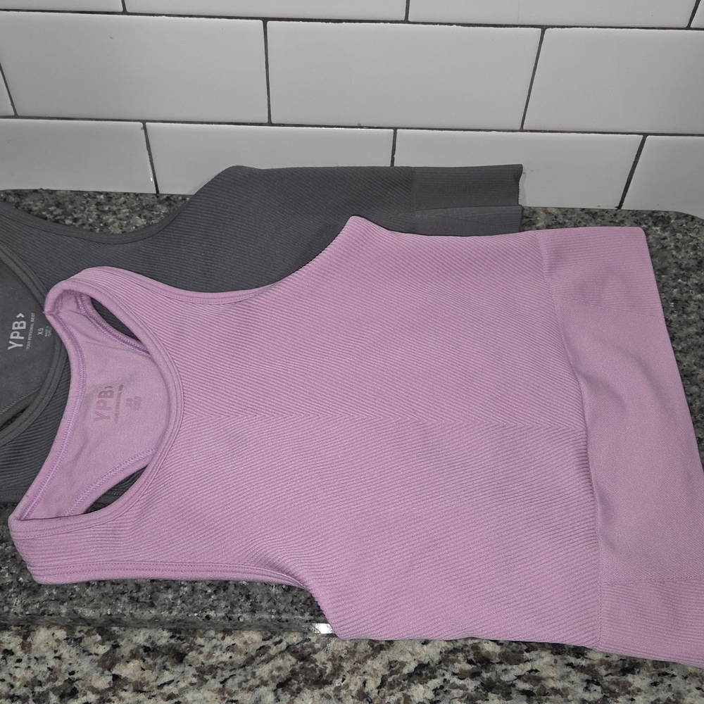 YPB Ribbed Tank — Pink and Gray (2-Pack)